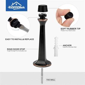 img 3 attached to Premium HOMOTEK 8 Pack Heavy Duty Solid Rigid Door Stop with Soft Rubber Tip for Wall and Door Protection, Oil Rubbed Bronze Finish