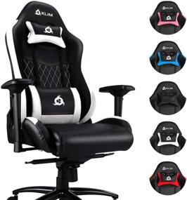 img 4 attached to 🎮 KLIM Esports Gaming Chair: Executive Ergonomic Racing Computer Chair with Back & Head Support, Adjustable Armrest, Desk & Office Recliner - New Silla Gamer in Black & White Cushion