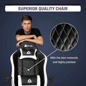 img 3 attached to 🎮 KLIM Esports Gaming Chair: Executive Ergonomic Racing Computer Chair with Back & Head Support, Adjustable Armrest, Desk & Office Recliner - New Silla Gamer in Black & White Cushion