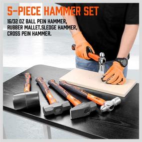 img 2 attached to 🔨 HORUSDY 3LbCross Rubber Hammer Set - 5 Piece