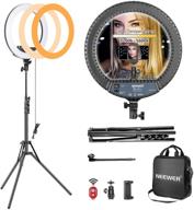 📸 neewer 14-inch dimmable led ring light kit: bi-color 3200k-5600k, light stand, soft tube, phone holder – perfect for makeup, photography, and portraits (14" led bi-color light kit) logo