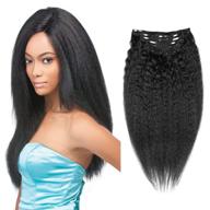 clip-in afro hair extensions - jet black african american hair piece, 🔥 kinky hair, human hair - 10-24 inch, 7 pcs (80g - 16 inch) logo