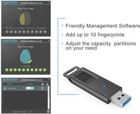 img 2 attached to 🔒 KOOTION 32GB Encrypted Flash Drive USB3.0 Thumb Drive | Fingerprint Dual Storage Security, Black