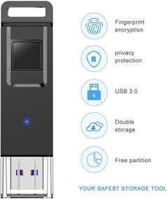 img 3 attached to 🔒 KOOTION 32GB Encrypted Flash Drive USB3.0 Thumb Drive | Fingerprint Dual Storage Security, Black