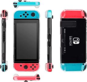 img 1 attached to 🎮 iAmer 11-in-1 Starter Kit for Nintendo Switch - Includes Switch Carrying Case, Protective Cover, Tempered Glass Screen Protector, Joy-Con Silicone Cover, Thumb Grip Caps, and Game Card Case