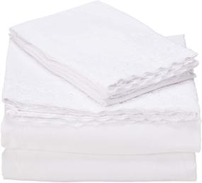 img 2 attached to Amrapur Overseas Queen Crochet Lace 4-Piece Bed Sheet Set in White - Enhance Your Bedroom with Style