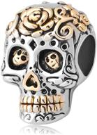 🎃 sbi jewelry halloween skull charm: dia de los gold flowers rose bracelet gift - perfect for women and girls birthday! logo