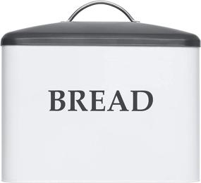 img 4 attached to 🍞 Vintage Gray and White Extra Large Bread Box: Perfect Bread Storage Solution for Farmhouse Kitchen Decor - Holds 2+ Loaves and Keeps Your Kitchen Counter Organized!