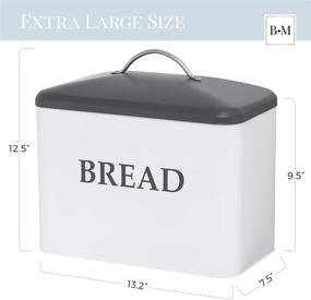 img 3 attached to 🍞 Vintage Gray and White Extra Large Bread Box: Perfect Bread Storage Solution for Farmhouse Kitchen Decor - Holds 2+ Loaves and Keeps Your Kitchen Counter Organized!