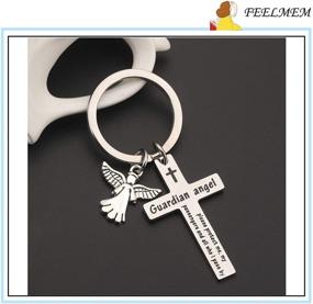 img 2 attached to 🙏 FEELMEM Guardian Angel Prayer Cross Keychain: Boost Safety and Blessings for Drivers with this Protective Gift