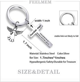 img 3 attached to 🙏 FEELMEM Guardian Angel Prayer Cross Keychain: Boost Safety and Blessings for Drivers with this Protective Gift