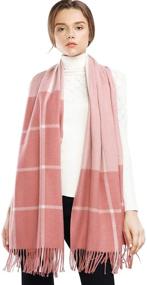 img 4 attached to 🧣 Cozy Cashmere Pashmina Striped Blanket: An Oversized Must-Have for Women's Accessories, Scarves & Wraps