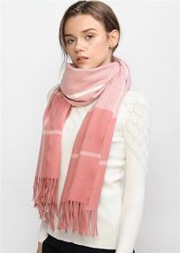 img 3 attached to 🧣 Cozy Cashmere Pashmina Striped Blanket: An Oversized Must-Have for Women's Accessories, Scarves & Wraps