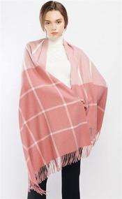 img 2 attached to 🧣 Cozy Cashmere Pashmina Striped Blanket: An Oversized Must-Have for Women's Accessories, Scarves & Wraps