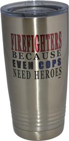 img 3 attached to 🚒 Funny Firefighter Travel Tumbler: Cops & Heroes - 20 Oz. Mug Cup with Vacuum Insulation & Lid - Fire Department FD Fireman Gift