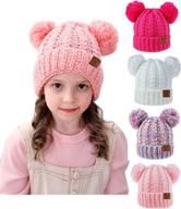 🧸 urban virgin baby girl kids hats: stylish cable knit pom pom ears winter caps for girls 1-5 years logo