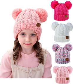 img 4 attached to 🧸 Urban Virgin Baby Girl Kids Hats: Stylish Cable Knit Pom Pom Ears Winter Caps for Girls 1-5 Years