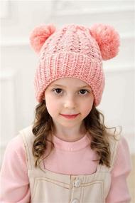 img 1 attached to 🧸 Urban Virgin Baby Girl Kids Hats: Stylish Cable Knit Pom Pom Ears Winter Caps for Girls 1-5 Years