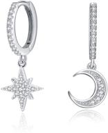 💫 sterling silver huggie drop earrings with charm - moon star, spike, evil eye, tiny hoop dangle earrings for women and teen girls logo