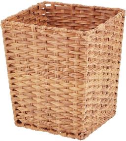 img 4 attached to 🧺 mDesign Small Woven Basket Trash Can Wastebasket - Square Garbage Container Bin for Bathrooms, Kitchens, Home Offices, Craft, Laundry, Utility Rooms, Garages - Camel Brown: Stylish and Functional Waste Management Solution