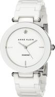stunning anne klein women's 💎 ak/1019wtwt diamond-accented watch with elegant ceramic bracelet logo