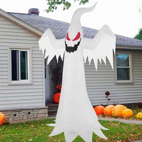 img 1 attached to Halloween Inflatables White Ghost 8 Feet: Spooky Outdoor Decorations for Yard, Patio, Lawn, Garden, Home - Creepy Ghost with Evil Soul, Burning Fire Flame!