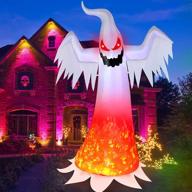 halloween inflatables white ghost 8 feet: spooky outdoor decorations for yard, patio, lawn, garden, home - creepy ghost with evil soul, burning fire flame! logo