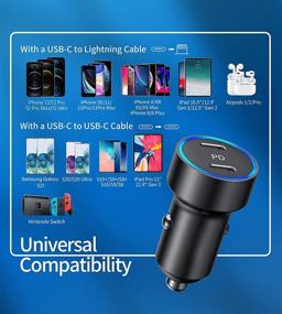 img 1 attached to Мощное автомобильное зарядное устройство USB C 40W - Двухпортовое металлическое быстрое зарядное устройство для iPhone 13/12 Pro Max Mini, 20W зарядное устройство PD Type C для iPhone 11 Pro/Max/SE/XS/XR/8, Galaxy S20/S10, iPad Pro, AirPods Pro.