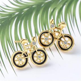 img 1 attached to 🚲 Vintage Gold Plated Crystal Bike Stud Earrings: ONLYJUMP Tiny Bicycle Jewelry for Women and Girls with a Minimalist Fashion Twist