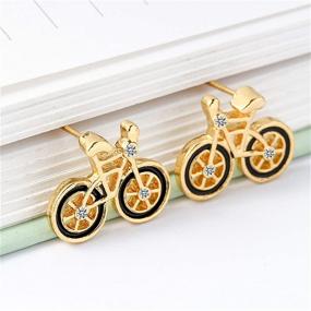 img 3 attached to 🚲 Vintage Gold Plated Crystal Bike Stud Earrings: ONLYJUMP Tiny Bicycle Jewelry for Women and Girls with a Minimalist Fashion Twist