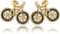 🚲 vintage gold plated crystal bike stud earrings: onlyjump tiny bicycle jewelry for women and girls with a minimalist fashion twist logo