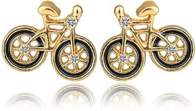 img 4 attached to 🚲 Vintage Gold Plated Crystal Bike Stud Earrings: ONLYJUMP Tiny Bicycle Jewelry for Women and Girls with a Minimalist Fashion Twist