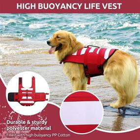 img 2 attached to 🐶 Phyxin Dog Life Jacket: Secure and Adjustable Vest for Safe Swimming, Striped Puppy Life Preserver with Leash Hole - Ideal for Small, Medium & Large Dogs