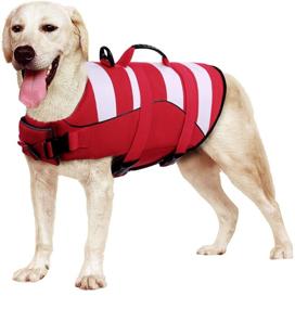 img 4 attached to 🐶 Phyxin Dog Life Jacket: Secure and Adjustable Vest for Safe Swimming, Striped Puppy Life Preserver with Leash Hole - Ideal for Small, Medium & Large Dogs