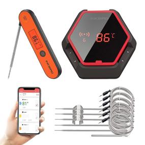 img 4 attached to 🔥 Inkbird 6 Probes Bluetooth Grill Thermometer IBT-6XS, Instant Fast Read Meat Thermometer IHT-1P - Rechargeable Wireless Thermometer with Timer Alarm Magnet for Food, Kitchen, Outdoor Cooking