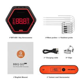 img 3 attached to 🔥 Inkbird 6 Probes Bluetooth Grill Thermometer IBT-6XS, Instant Fast Read Meat Thermometer IHT-1P - Rechargeable Wireless Thermometer with Timer Alarm Magnet for Food, Kitchen, Outdoor Cooking