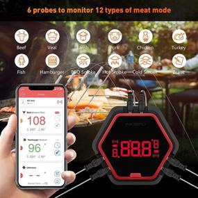 img 2 attached to 🔥 Inkbird 6 Probes Bluetooth Grill Thermometer IBT-6XS, Instant Fast Read Meat Thermometer IHT-1P - Rechargeable Wireless Thermometer with Timer Alarm Magnet for Food, Kitchen, Outdoor Cooking