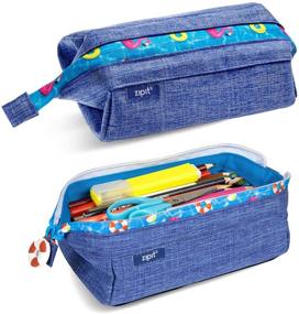 img 4 attached to 👖 Jeans Blue ZIPIT Lenny Pencil Case - Large Capacity Pouch, Sturdy Pen Organizer with Secure Zipper Closure - Perfect for Adults and Teens