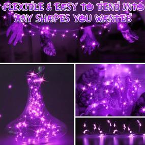 img 1 attached to Makion Halloween Decorations: Purple Fairy String Lights 4 Pack - 19.7Ft/6M 60 LEDs - Perfect for Halloween Carnival Themed Parties!