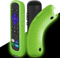 📺 roku voice remote pro silicon case - waterproof, elastic, & green glow-in-the-dark protective cover for roku pro remote logo