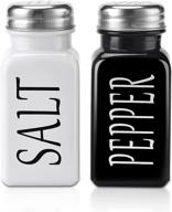 vintage glass farmhouse salt and pepper shaker set with stainless steel lid - easy-to-fill and easy-to-clean shakers logo