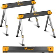 🔧 workess sawhorse portable folding workbench, 1100lbs capacity, adjustable 2-position work station, two-leg design with material supports - 2 pack logo