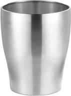 🗑️ compact mdesign steel trash can - 1.67 gallon metal wastebasket for bathroom, kitchen, bedroom, home office - polished exterior logo