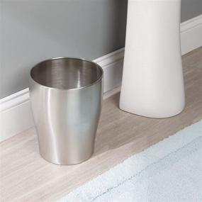 img 2 attached to 🗑️ Compact mDesign Steel Trash Can - 1.67 Gallon Metal Wastebasket for Bathroom, Kitchen, Bedroom, Home Office - Polished Exterior