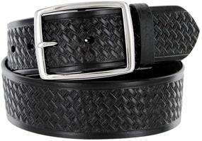 img 3 attached to Genuine Leather Men's Accessories for Belts: Square Basketweave Uniform