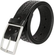 genuine leather men's accessories for belts: square basketweave uniform logo