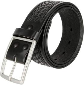 img 4 attached to Genuine Leather Men's Accessories for Belts: Square Basketweave Uniform