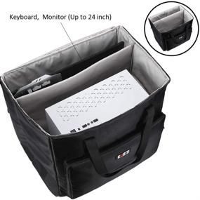 img 2 attached to 🖥️ BUBM Desktop Computer Carrying Case: Safely Transport Tower PC, Monitor (Up to 24"), Keyboard, and Accessories in Padded Nylon Bag