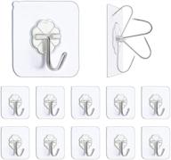 n/q premium adhesive hooks - heavy duty 13lb(max) reusable seamless hooks for kitchen, bath, office, and more - 10 pack logo