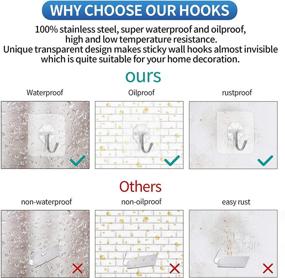 img 2 attached to N/Q Premium Adhesive Hooks - Heavy Duty 13lb(Max) Reusable Seamless Hooks for Kitchen, Bath, Office, and More - 10 Pack